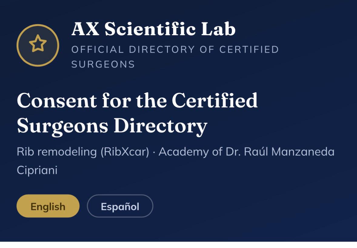 Confirmation d'inscription du Dr Youssef Gam à l'annuaire officiel des chirurgiens certifiés RibXcar - AX Scientific Lab