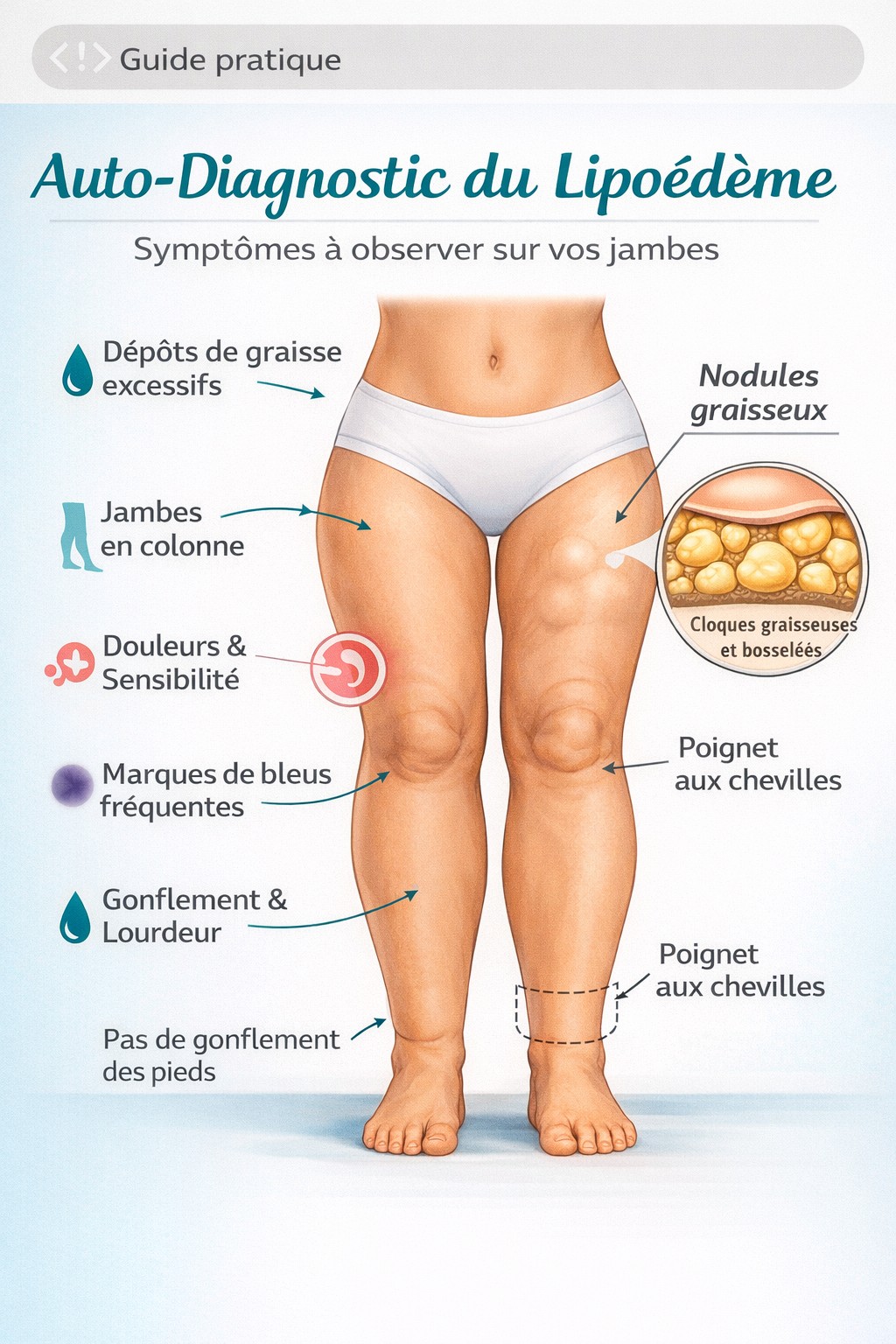 schéma des symptômes du lipœdème