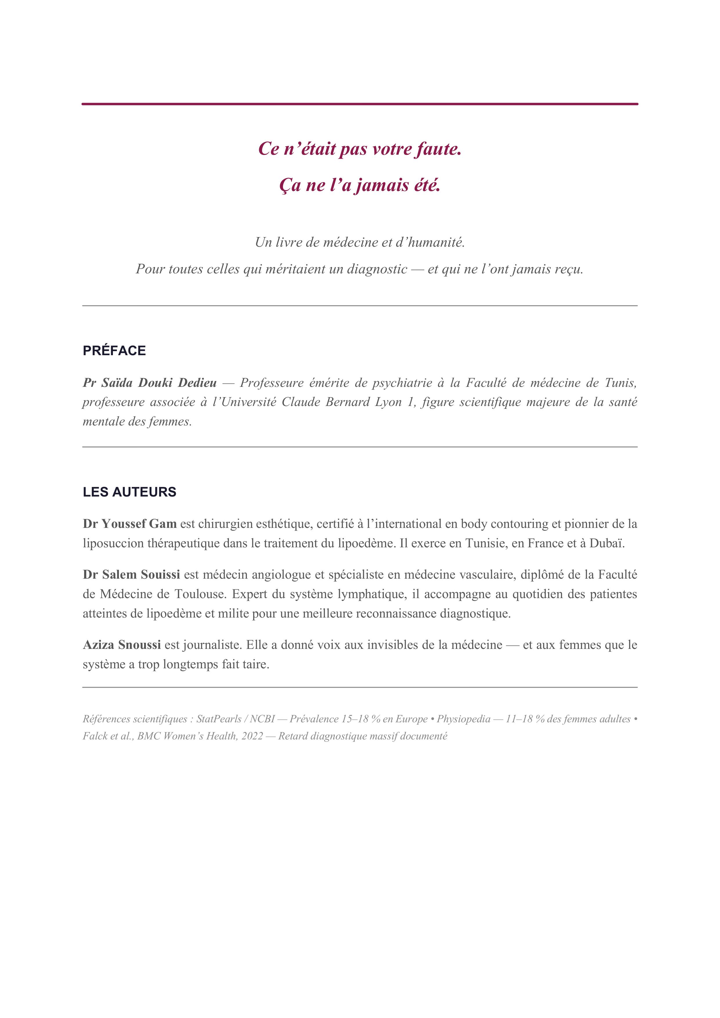 Livre lipœdème Dr Gam co-auteur traitement lipœdème